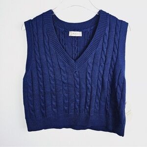 Altar'd State Dark Blue Knit Sweater Vest